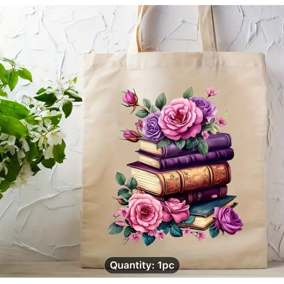 Flower Book Tote Bag